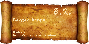 Berger Kinga névjegykártya